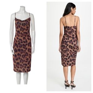 NWT  L'AGENCE Tami Cowl Neck Slip Dress - Animal Print